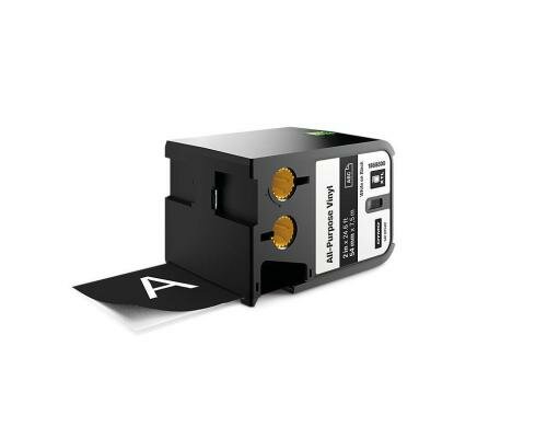 DYMO XTL Schriftband, Vinyl weiss auf schwarz, 54mm x 7m