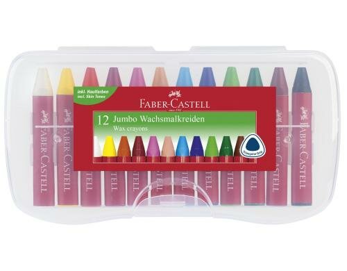 FABER-CASTELL Wachsmalkreide JUMBO 12er Kunststoffbox