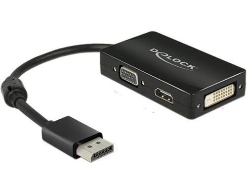 Displayport 1.1 zu HDMI/VGA/DVI Adapter benötigt DP++ Anschluss, schwarz, passiv