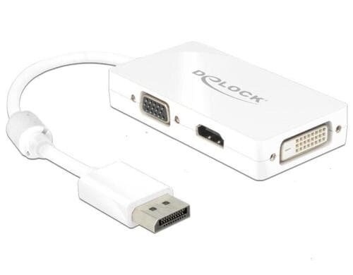 Displayport 1.1 zu HDMI/VGA/DVI Adapter benötigt DP++ Anschluss, weiss, passiv