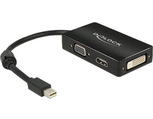 Monitoradapter Mini-DP zu HDMI/DVI-D/VGA schwarz, 16cm, nur 1 Monitor Anschluss