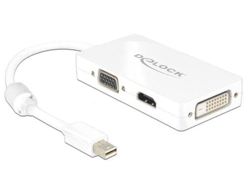 Monitoradapter Mini-DP zu HDMI/DVI-D/VGA weiss, 24cm, nur 1 Monitor Anschluss