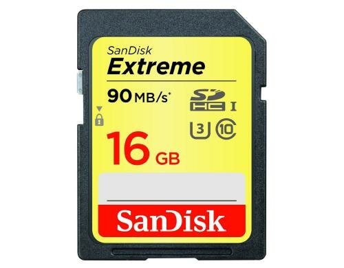 SanDisk SDHC Card 16GB Extreme UHS-I U3 Lesen 90MB/s, Schreiben 40MB/s