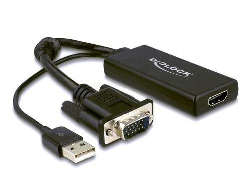 Monitoradapter VGA-St. zu HDMI-Bu. schwarz VGA Stecker zu HDMI Buchse, 25cm, mit Audio