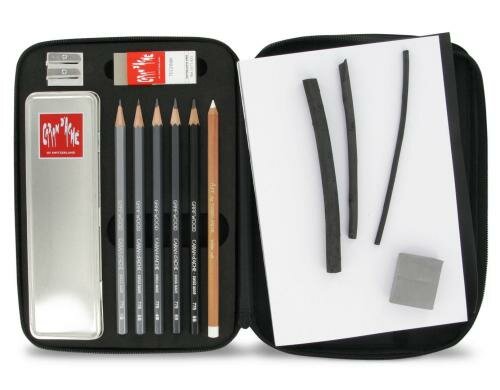 Caran dAche Graphite Line Reiseset 5 Grafwood Stifte, 1 Block, 3 Kohlestifte