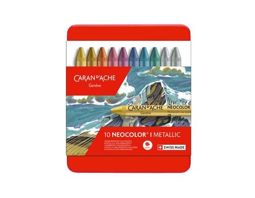 Caran dAche Neocolor I wasserfest 10 Metallicfarben in Metallschachtel