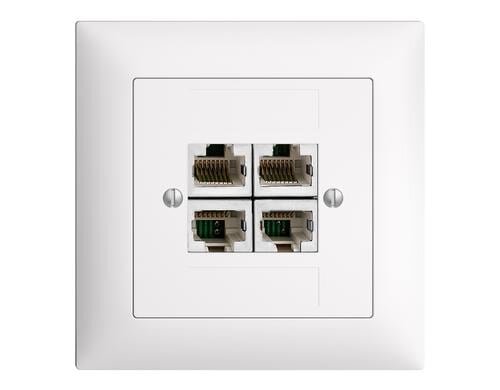 Feller EDIZIOdue Steckdose 4xRJ45 ITplus 4P UP, geschirmt, Komplettset mit Rahmen