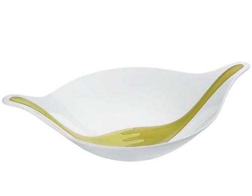Koziol Salatschale LEAF L+ weiss mit oliv/senfgrün
