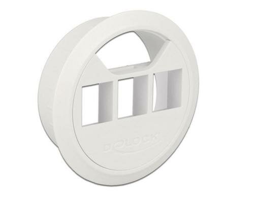 Delock Keystone Leergehäuse für Tischeinbau weiss, rund 6cm, für 3 Keystone Module