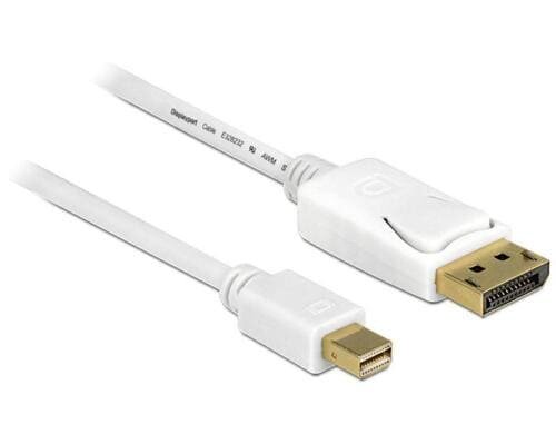 Delock Mini-DP auf DP, 1m, V1.2, 4K support Mini-Displayport zu Displayport, weiss