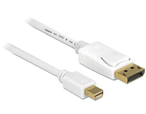 Delock Mini-DP auf DP, 5m, V1.2, 4K support Mini-Displayport zu Displayport, weiss