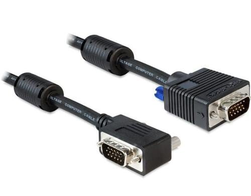 Monitorkabel VGA, M/M, 2 Meter, gewinkelt Stecker-Stecker, 2xFerritkern, 15Pin