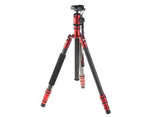 Pro.J Carbon Stativ 35852 rot 4-teilig, inkl. Kugelkopf