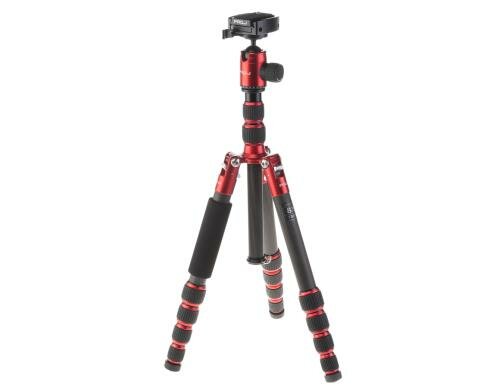 Pro.J Carbon Stativ 45834 rot 5-teilig, inkl. Kugelkopf