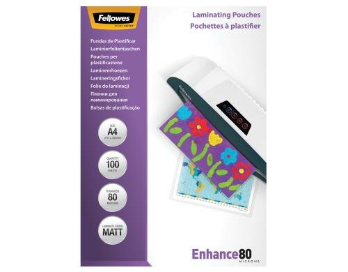 Fellowes Laminierfolien A4, 80 Mikron 100 Stück, matt