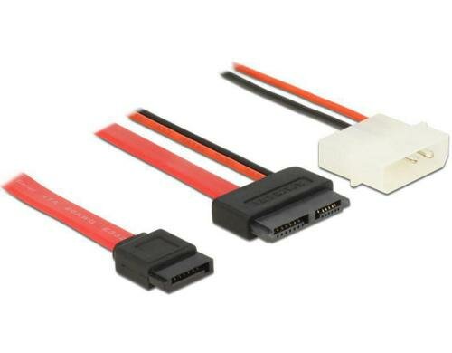SATA2 Kabel für Slimline Geräte(ODD), 15cm SATA+Power, 7+6 Pin Anschluss, 5 Volt Molex
