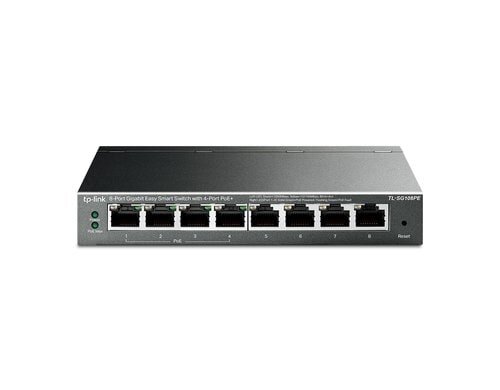 TP-Link TL-SG108PE:8Port PoE Gigabit Switch 4xPoE 15.4Watt, Stahlgehäuse