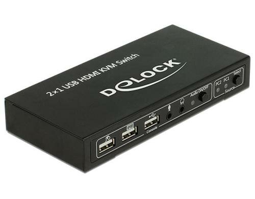 Delock 2Port HDMI KVM mit USB und Audio Manuel+Hotkeys