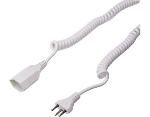 Spiralverlängerungskabel 2.5m, weiss, TD 3-polig, T12/T13, Ruhezustand 1 m