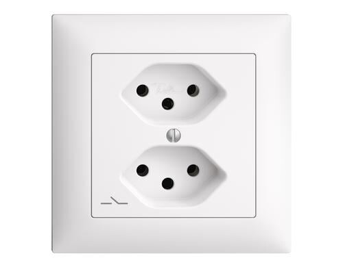 Feller EDIZIOdue Steckdose 2xT13, UP, weiss Komplettset mit Rahmen, Kinderschutz, getr.