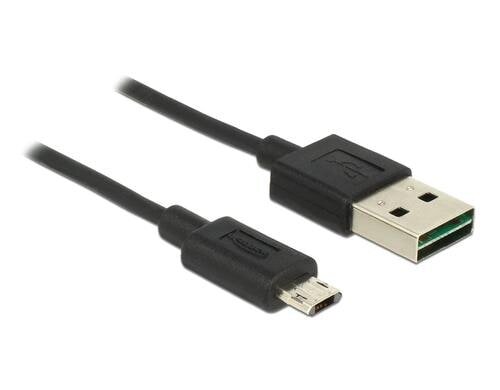 USB2.0-Kabel Easy A-MicroB: 1m, schwarz Beide Stecker beidseitig einsteckbar