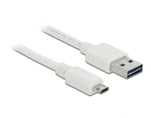 USB2.0-Kabel Easy A-MicroB: 0.5m, weiss Beide Stecker beidseitig einsteckbar