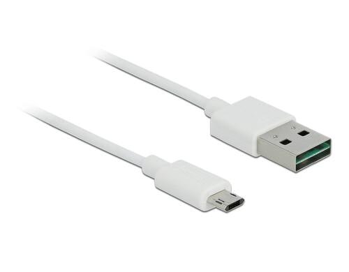 USB2.0-Kabel Easy A-MicroB: 1m, weiss Beide Stecker beidseitig einsteckbar