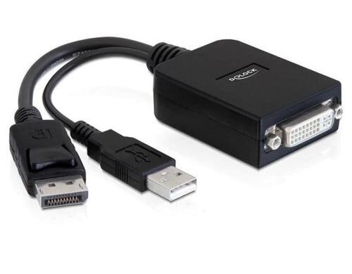 Monitoradapter DP zu DVI24+5-Bu, aktiv DP Stecker zu DVI24+5-Bu 20cm, schwarz