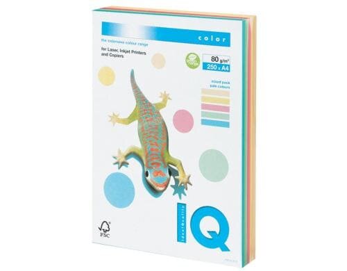 IQ farbiges Universalpapier 80g/m2 Packung à 250 Blatt assortiert (5 x 50Bl.)