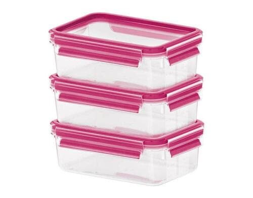 Emsa Frischhaltedosen 3er Set Fassungsvermögen 0.55 Liter, himbeer