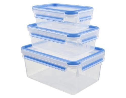 Emsa Frischhaltedosen 3er Set Fassungsvermögen 0.55/1.0/2.3 Liter, blau