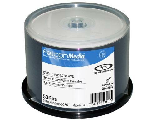 FTI DVD-R Medien 4.7GB, 16x, 50stk Vollflächig bedruckbar,Wasserfest, glänzend