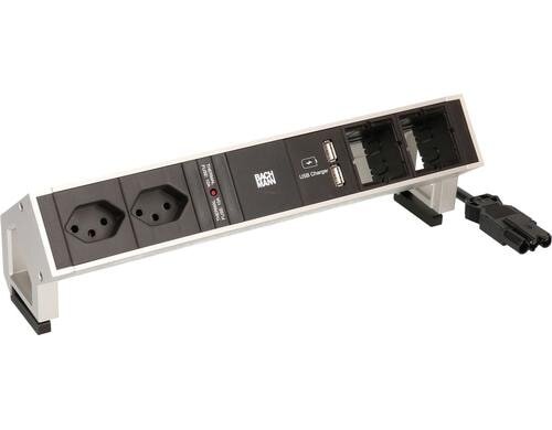 Bachmann Steckdosenleiste DESK 2 902.430 2xT13, USB-Charger, 2x Leerfeld für CM