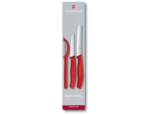Victorinox Gemüsemesser-Set mit Schäler 3-teilig, rot