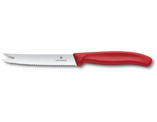 Victorinox Classic Käse- und Wurstmesser mit Wellenschliff, 11cm, rot
