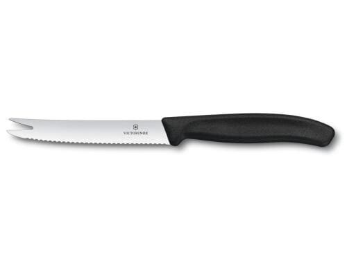 Victorinox Classic Käse- und Wurstmesser mit Wellenschliff, 11cm, schwarz