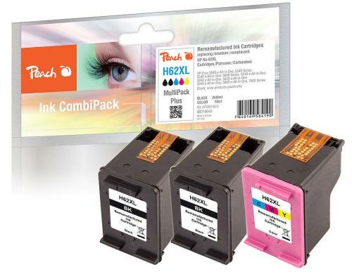 Peach Tinte HP 62XL Multipack Plus 3x 18ml 2x black + 1x color