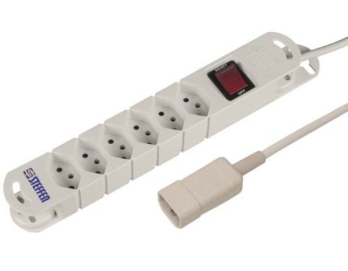 Steckdosenleiste 6XT13, C14 Stecker 3m Kabel, mit Schalter, 3x1mm2, Magnet