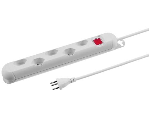 STEFFEN STEBA STRONG Steckerleiste 5xT13 Steckdosen quer, weiss, 3m Kabel