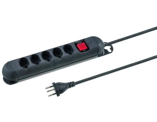 STEFFEN STEBA STRONG Steckerleiste 5xT13 Steckdosen längs, schwarz, 3m Kabel