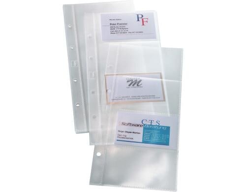 Hüllen für Visitenkarten-Ringbücher einreihig, 10 Stück, für 80 Karten 90x58