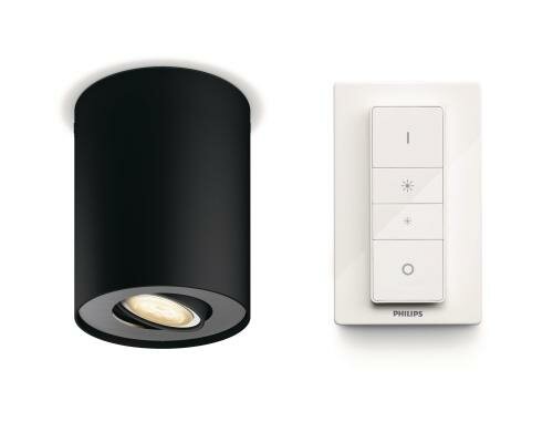 Philips Hue Deckenleuchte Pillar 1er fbbk 5.5W, 350 lm, 2200-6500 K, Dimm.Switch inkl