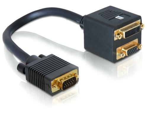 Monitor Splitter VGA-St. zu VGA&DVI-Bu VGA Stecker zu VGA&DVI Buchse, 20cm,schwarz