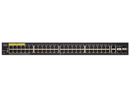 Cisco SF350-48P: 48 Port Managed Switch 48xFE, 48xPoE+ (382W), 2xGE, 2xSFP/RJ45 1G