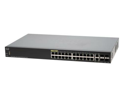 Cisco SG350-28MP: 28 Port Managed Switch 26xGE, 24xPoE+ (382W), 2xSFP, 2xSFP/RJ45 1G