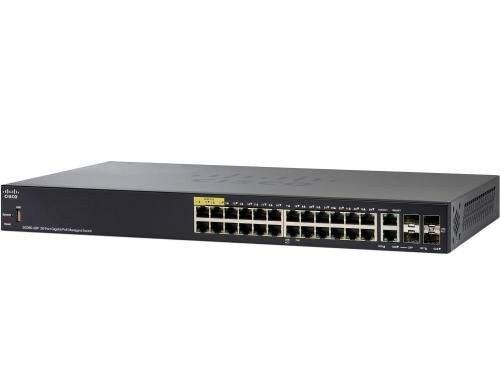 Cisco SG350-28P: 28 Port Managed Switch 26xGE, 24xPoE+ (195W), 2xSFP, 2xSFP/RJ45 1G