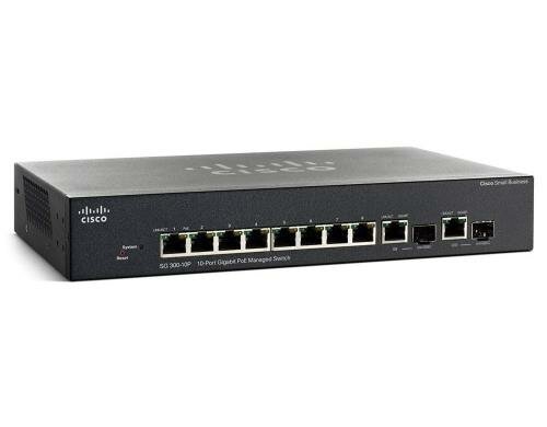 Cisco SG355-10P: 10 Port Managed Switch 8xGE, 8xPoE+ (62W), 2xSFP/RJ45 1G, Rack