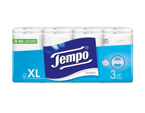 Tempo Toilettenpapier 3-lagig weiss 16 Rollen à 150 Blatt