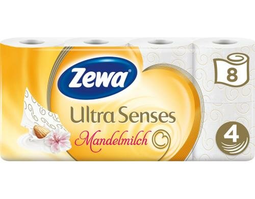 Zewa Ultra Senses Mandelm. Toilettenpapier 4-Lagig 8 Rollen à 135 Blatt