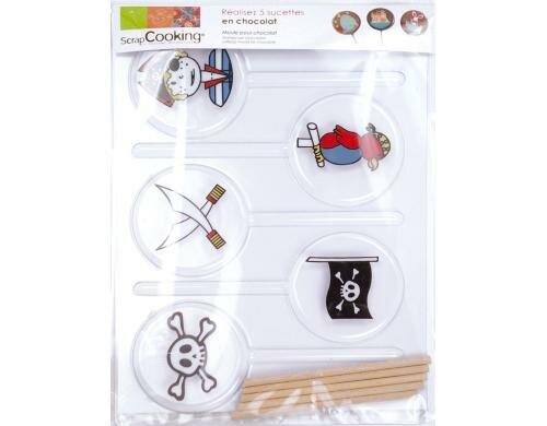 ScrapCooking Lutscherform Piraten 5 Stück, mit Holzstängeln